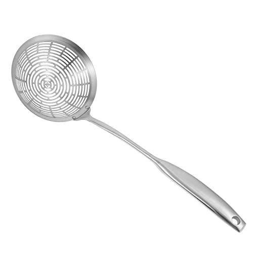 HEMOTON Abseihlöffel Bratkorb mit Griffdraht Fry Basketsieer Pfanne Skimmer L?ffel mit Griff Brathalter Küche Gadget Silber Schöpflöffel & Schöpfkellen Siebkelle 14cm Engmaschiger Seiher von HEMOTON