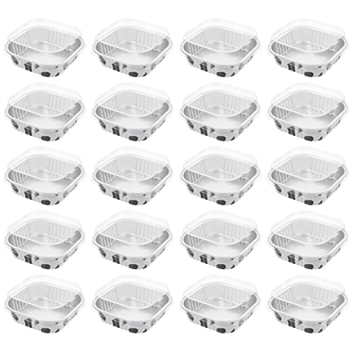 HEMOTON Hochzeitstortenständer Aluminiumfolien- Backbecher mit Deckel 20- Pcs Folienflamme Folie Muffin Liner Cupcake Backbecher Mini- Tortenpfannen für Creme Brulee Oder Cupcake 220 Ml von HEMOTON