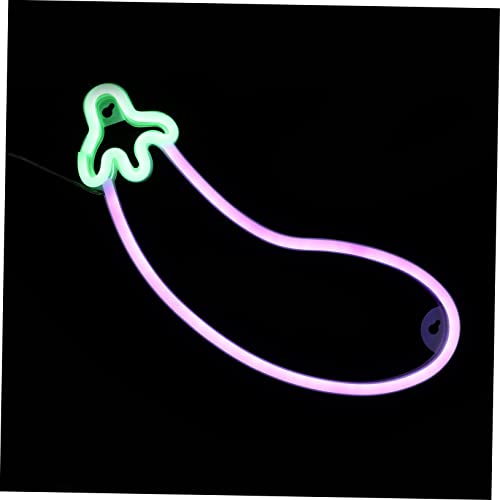 HEMOTON Aubergine Neon Neonfruchtlicht Heimschild Dekor Embleme Leuchtreklame für Schlafzimmer geführte Schilder Obst Neonlichter Wandleuchte schmücken Kind das Schild die Hüften Weiß von HEMOTON