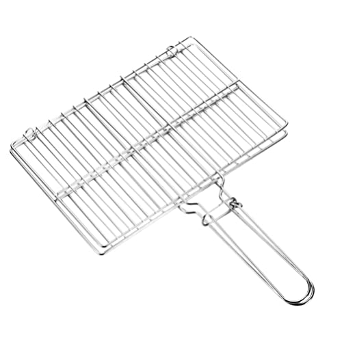 HEMOTON Schaschlikgrill Fisch Grillhalter BBQ Grillkorb Fischbräter Edelstahl Grill Fischhalter Grillroste Grill Basket mit Griff für Gemüse Steak für Grill 30X20 Cm Steaker Grillkorb von HEMOTON