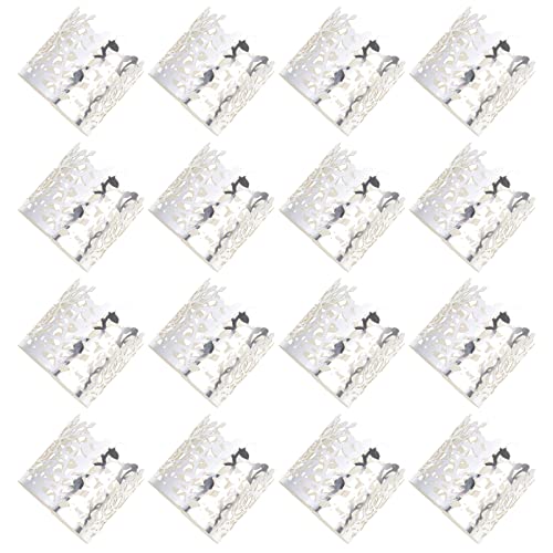 HEMOTON Blumendekor 50Pcs Blumenpapier Schnitt Servietten Ring Dekorative e Papier Serviettenhalter für Hochzeitstag Party Dekoration Silber Silber von HEMOTON