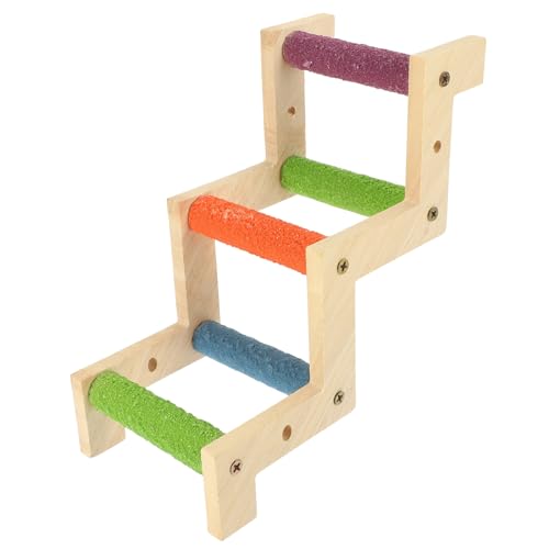 HEMOTON Bunte Holz Vogelleiter Z Form Kletterleiter für Papageien Kleintiere Krallen und Schnabelschärfen Sicheres für Käfig Fördert Bewegung und Beschäftigung von HEMOTON