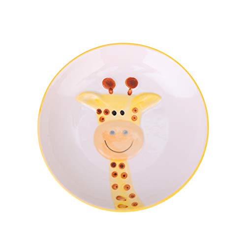 HEMOTON Cartoon Kinder Keramik Geschirr Giraffe Muster Essen Teller Porzellan Fütterungsplatz Mahlzeit Teller für Kinder Baby von HEMOTON