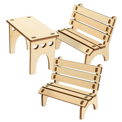 HEMOTON DIY Holz Tisch und Bank für Hamster Käfig Zubehör Langlebiges Selbstmontage für Kleine Tiere Teiliges Hamster Käfigzubehör für Klettern und Nickerchen von HEMOTON