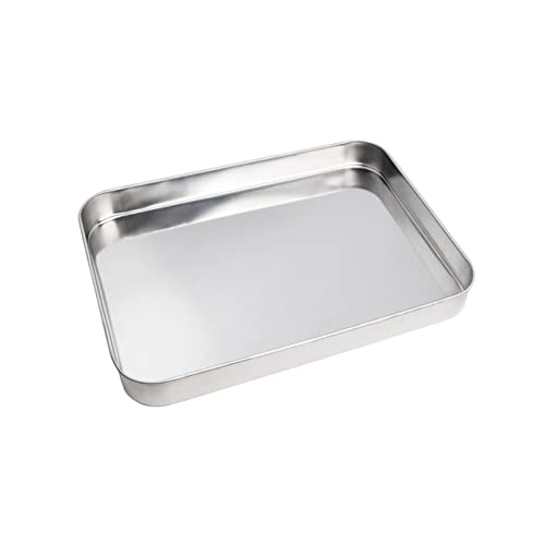 HEMOTON Desserttablett Edelstahl-Tablett Pizza- Keks-Tablett Edelstahl-Teller Rechteckiger Teller Fischgericht Quadratischer Teller Handtuch Backgeschirr Edelstahl-Teller Gerader von HEMOTON