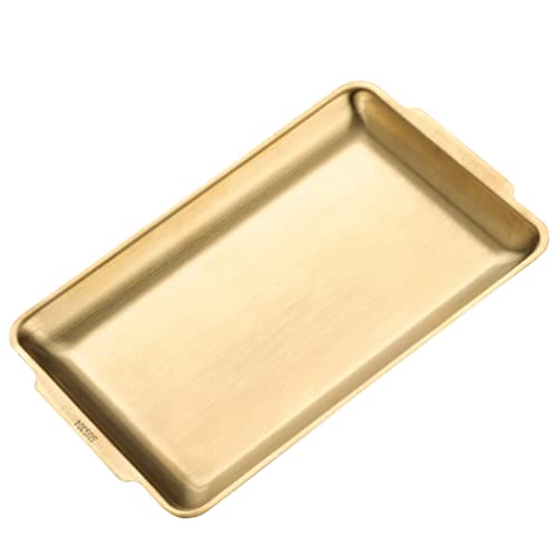 HEMOTON Edelstahl Backblech Serviertablett Rechteckig Backform Kuchenblech Ofenblech Auflaufform Bratenform Ofenschale Servierplatte zum Backen Kochen Servieren Grill 32x16cm Golden von HEMOTON