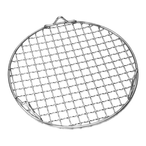 HEMOTON Edelstahl Bbq Grillrost Rund Hitzebeständig mit Standfüßen Rostfrei Vielseitig für Steak Fisch Gemüse Praktisches Outdoor Grillzubehör für Barbecue Picknick Camping von HEMOTON