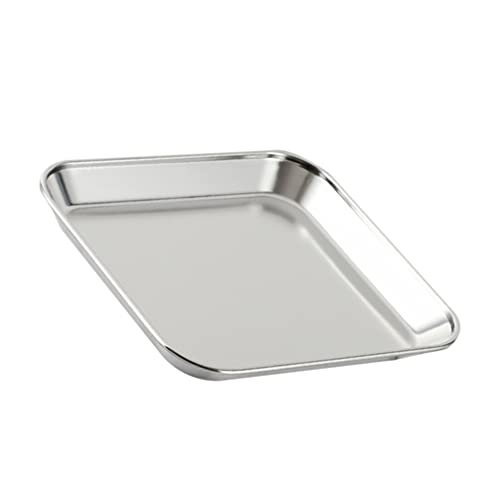 HEMOTON Edelstahl Platten Tablett: Flache Teller Lebensmittel Serving Platter Silber Desktop Obstschale Lab Storage Instrument Werkzeuge Trays für Mittagessen Abendessen Camping 16Cm von HEMOTON
