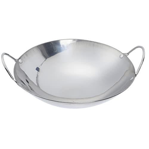 HEMOTON Edelstahl Wok Pfanne Pan Kochtopf Grill Wokpfanne Bratpfanne Chinesischer Hot Pot Topf Feuertopf Suppentopf Antihaft Stielkasserolle für Induktion Herd Kochfeld E Gasherd von HEMOTON