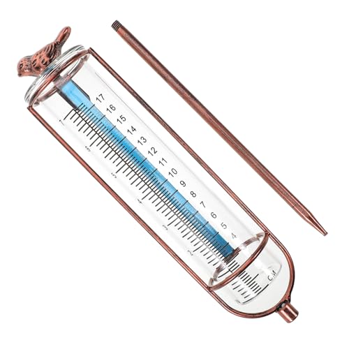 HEMOTON Ersatz Regenmesser Glasröhrchen mit Dichtungsgummi Stabiles Präzises Messröhrchen für Garten und Außenbereich Design in Messingfarbe von HEMOTON