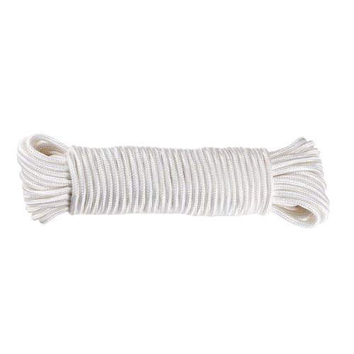 Fahnenseil 6Mm Nylonseil 15,5M Weiß - Wetterfeste Schnur Für Fahnenmast, Garten, Camping, Haushalt, Klettern, Angeln von HEMOTON