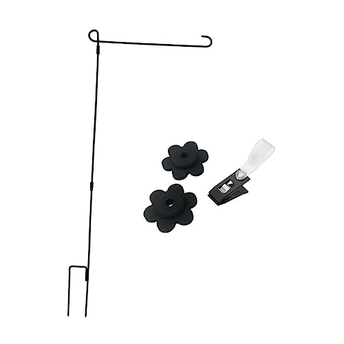 HEMOTON Gartenfahnenhalter mit Stabilem Fahnenmast Wetterfest Windschutzklemme und Fach Plattenverschluss für Outdoor Flags und Banner im Garten Geeignet von HEMOTON