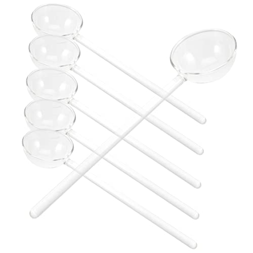 HEMOTON 6 Stück Glas Dessertlöffel Temperaturbeständig Langer Griff Transparentes Rührgeschirr Für Kaffee Milch Desserts Wiederverwendbar von HEMOTON