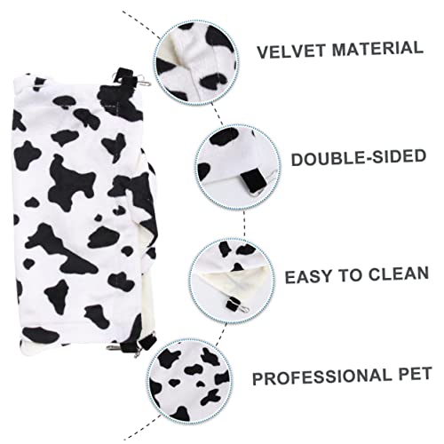 HEMOTON Hängendes Haustierbett aus Plüsch für Kleintiere Doppellagig Warmes Nest mit Kuhmuster für Hamster Meerschweinchen und Zwerghamster Kleine von HEMOTON
