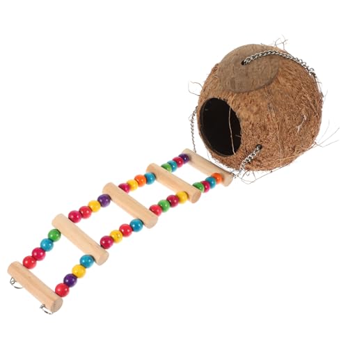 HEMOTON Hängendes Kokosnuss Reptilienhaus mit Leiter Natürliches Versteck für Reptilien Terrarium Versteck für Eidechsen Sicheres und Nachhaltiges Zuhause für Ihre Haustiere von HEMOTON