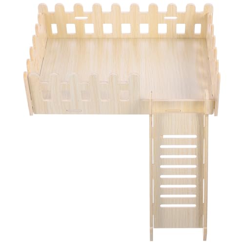 HEMOTON Hamster Holzspielplattform mit Leiter Käfigzubehör für Hamster Meerschweinchen und Kleine Nager Fördert Bewegung und Koordination aus Hochwertigem Holz Gefertigt von HEMOTON