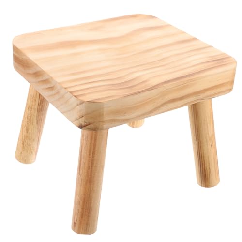 HEMOTON Holzhocker Kleiner Gartenhocker Tritthocker Aus Holz Sitzhocker Für Erwachsene Hocker Aus Holz Praktisch Für Küche Und Wohnzimmer von HEMOTON