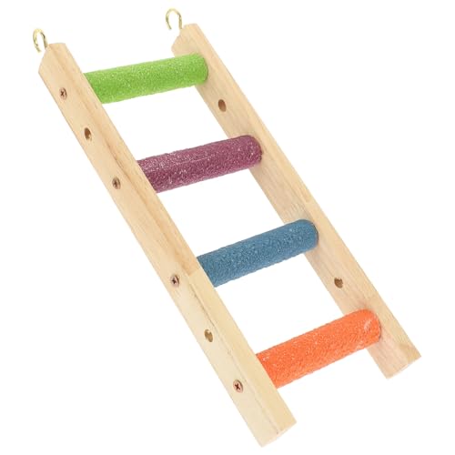 HEMOTON Holzleiter Vogelspielzeug mit Krallen Schleiffunktion Natürliche Kletterleiter für Wellensittiche Nymphensittiche Papageien und Kleine Haustiere Buntes Sicheres Holzspielzeug von HEMOTON