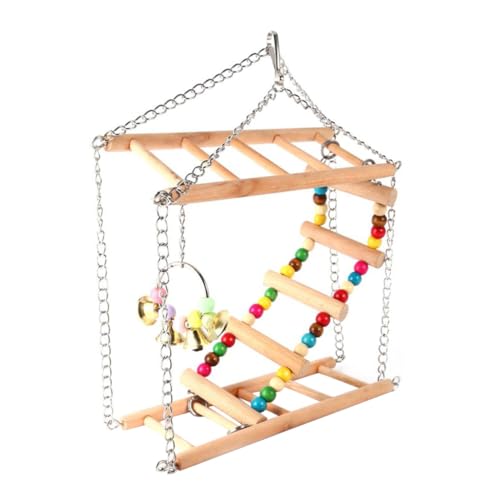 HEMOTON Holzspielzeug Papagei Kleinschaukel Hängende Leiter mit Eisenkette Vogelzubehör Käfig Klettergerüst für Kleine Vögel und Haustiere zur Beschäftigung und Bewegung HEMOTON Holzspielzeug Papagei Kleinschaukel Hängende Leiter mit Eisenkette Vogelzubehör Käfig Klettergerüst für Kleine Vögel und Haustiere zur Beschäftigung und Bewegung von HEMOTON