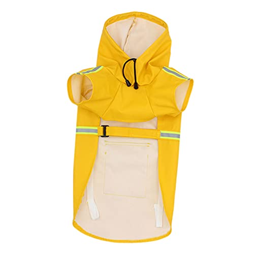 HEMOTON Hunderegenmantel mit Reflektierenden Streifen Wasserdichtes Hundejumpsuit für Kleine Hunde Gelb für Outdoor Aktivitäten bei Regen Sicher und Bequem von HEMOTON