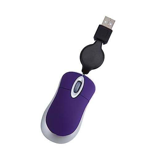 HEMOTON Kabelgebundene Optische Maus Kabelgebundene Maus Optische Maus Verkabelt USB-computermaus Einziehbare USB-Maus Mini-USB-Maus Kabelmaus Reisen Verdrahtet Einziehbares Kabel Violett von HEMOTON