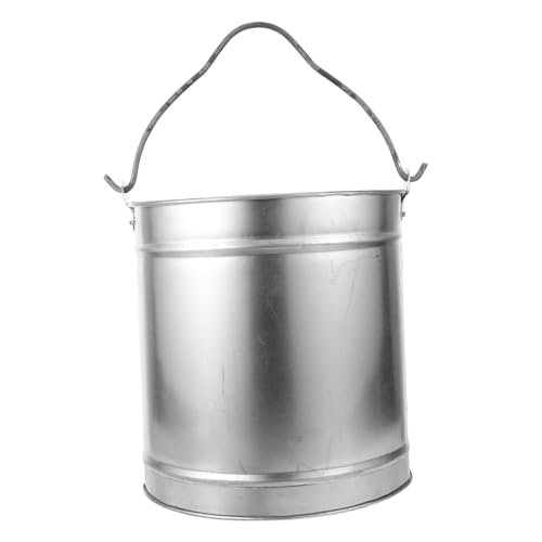 HEMOTON Kamin Ascheeimer Grill Verbrennungsofen Holzkohle Grill Kleiner Garteneimer Innen Kohle Lagereimer Kamineimer Holzkohleeimer Garten Brenneimer Silber Eisen von HEMOTON