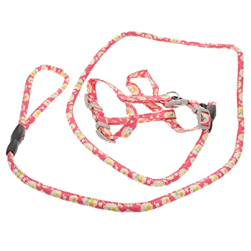 HEMOTON Katzengeschirr und Leine Set Ausbruchsicheres Verstellbares Geschirr für Katzen und Kleine Hunde Ergonomisches Design für im Freien Rosa Kirsche S von HEMOTON