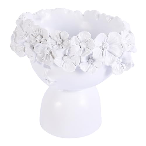 HEMOTON Kreativer Weißer Blumentopf Langlebigem Resin Künstlerischer Schädel Übertopf für Sukkulenten Dekoratives Pflanzgefäß für Wohnzimmer Umweltfreundlich und Detailreich Gestaltet von HEMOTON