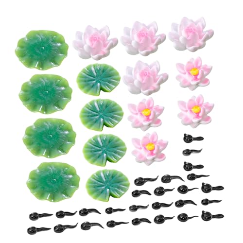HEMOTON Künstliche Lotusblumen Lotusblatt Aquarium Dekoration Mini Kaulquappen Aus Kunstharz Wasserspiel Dekoration Wassergarten Künstliche Seerosenblätter Schwimmende von HEMOTON