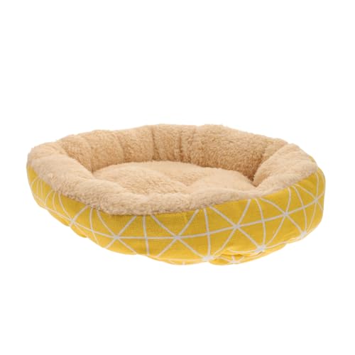 HEMOTON Lammfell Pet Nest Verschleißfestes Tierbett für Kleine Hunde Katzen Indoor Durchmesser Gelb Gemütliche Kuschelhöhle für Chihuahuas Pomeranians Yorkshire Terrier von HEMOTON