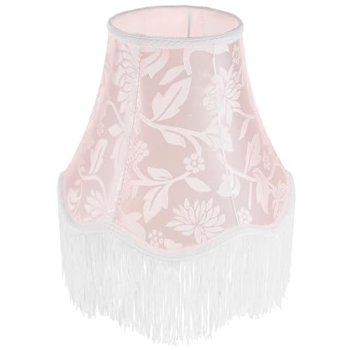 Vintage Lampenschirm E27 Mit Quasten, Lamp Shade Retro Stoff Lampenschirm Für Tischlampe, Stehlampe, Dekorative Beleuchtung, 25x25x19cm, Pink von HEMOTON