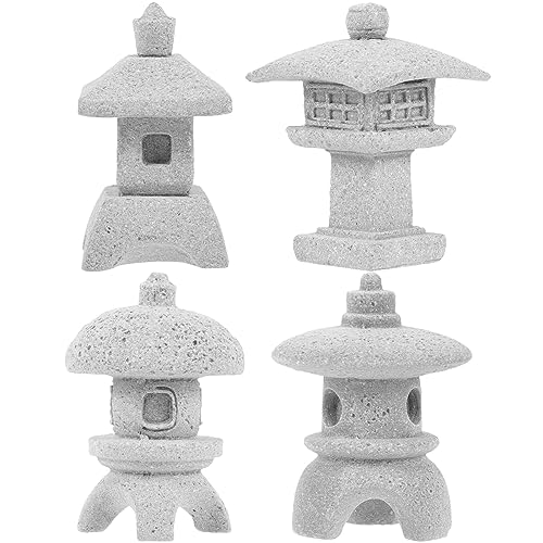 HEMOTON 4 Stück Simulationspavillonmodell Dekor Für Zu Hause Pagode-Modell Miniatur-szenenpavillon Zen-Garten-pagode Miniatur-pagodenstatue Pavillon-Dekoration Sandstein Zubehör Haushalt von HEMOTON