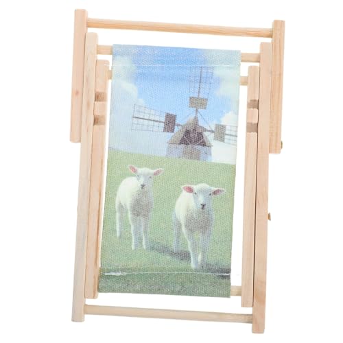 HEMOTON Miniaturer Strandstuhl für Haustiere Faltbarer Holzstuhl als Telefonständer und Hamsterversteck Süßes Design für Bastelarbeiten und Mini Häuser Robust und von HEMOTON