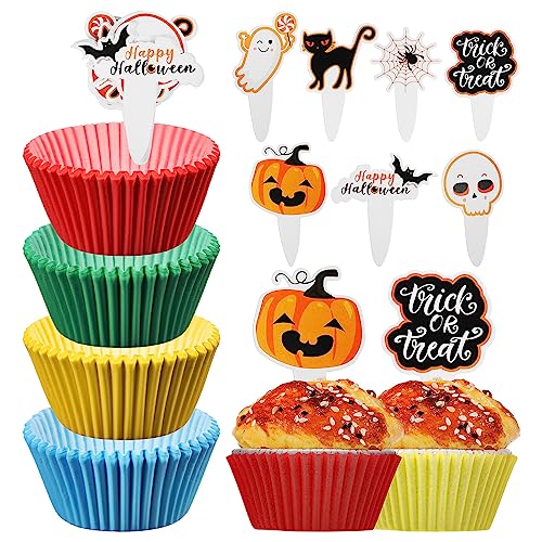 HEMOTON Muffinförmchen Papier, Halloween Mini Muffins Papierförmchen mit Cupcake Topper Muffins Backförmchen Papier Fällen Liners Wrapper für Dessert Backen HEMOTON Muffinförmchen Papier, Halloween Mini Muffins Papierförmchen mit Cupcake Topper Muffins Backförmchen Papier Fällen Liners Wrapper für Dessert Backen von HEMOTON