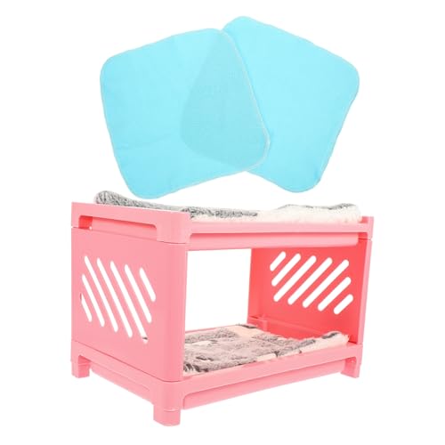 HEMOTON Multifunktionales Kleintierbett Hamsterbett Kaninchenbett Chinchilla Schlafplatz Abnehmbar Langlebig für Hamster Meerschweinchen und Kleine Haustiere Rosa von HEMOTON