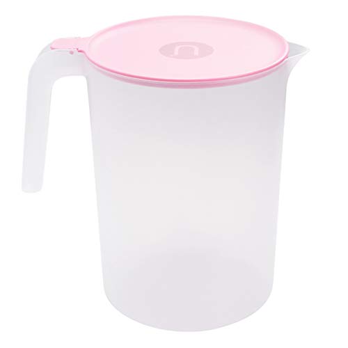 HEMOTON Plastikkrug mit Deckel Heißes Und Kaltes Getränk Krug Saft Milch Limonade Kaffee Eistee Krug (Pink) 2500Ml von HEMOTON