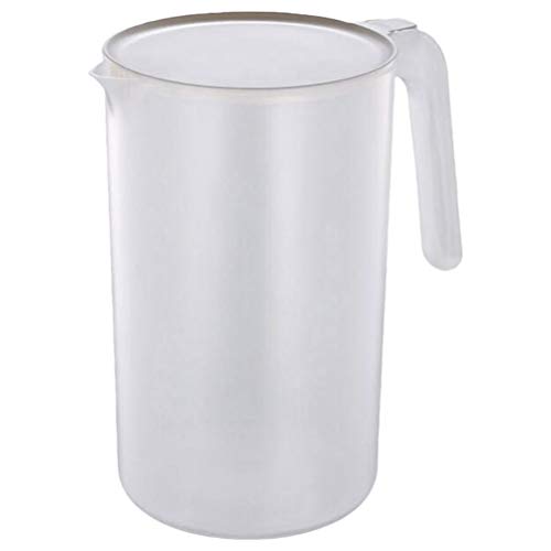 HEMOTON Plastikkrug mit Deckel Heißes Und Kaltes Getränk Krug Saft Milch Limonade Kaffee Eistee Krug 2000Ml (Beige) von HEMOTON