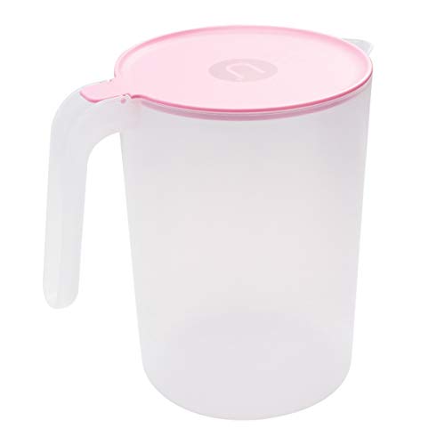 HEMOTON Plastikkrug mit Deckel Heißes Und Kaltes Getränk Krug Saft Milch Limonade Kaffee Eistee Krug 2000Ml (Pink) von HEMOTON