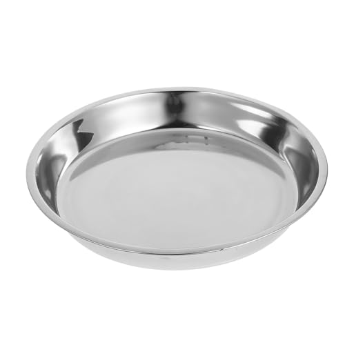 HEMOTON Runder Teller aus Edelstahl, 28 cm, flach, nicht magnetisch, Backform, Serviertablett, Lebensmitteltablett, wiederverwendbar, Dessertteller für Partys zu Hause von HEMOTON