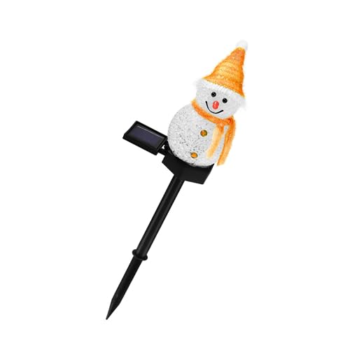 HEMOTON Solar LED Gartenleuchte Schneemann Erdspieß Solarleuchte für Außen Gartendeko Automatisch Aufladbar Wetterfest Gelb Niedrige Wartung von HEMOTON