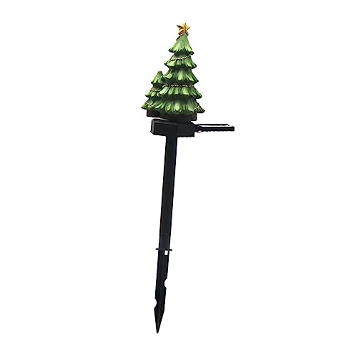 HEMOTON Solarbetriebene Weihnachtsbaum Lampe Grün Wasserdichte Solarleuchte Garten Energiesparende LED Außenbeleuchtung für Terrasse Dekorative Solarlampe mit Einfachem Erdspieß von HEMOTON