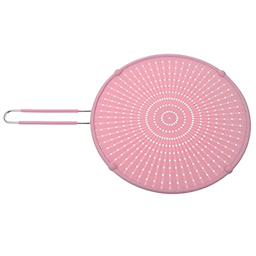 HEMOTON Spritzschutz Silikon Spritzer Schirm Schutz Bratpfanne Öl Proofing Deckel Spritzschutzsieb Fettschutz Splatter Bildschirm für Pfannen Töpfe Skillets Rosa von HEMOTON