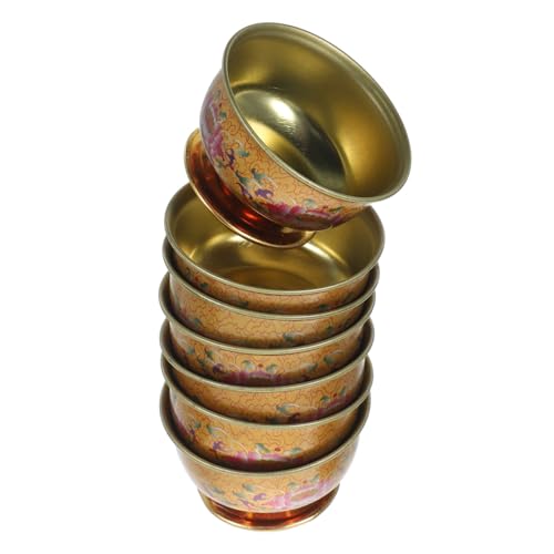 HEMOTON 7st Wasserschale Buddhistische Tasse Buddha Opferschale Räucherschale Aschenbecher Golden Opferschale Aus Kupfer Mini-opferschalen Messingschale Tibet Legierung Chinesischer Stil von HEMOTON