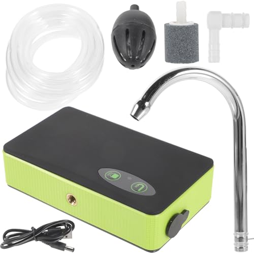HEMOTON Tragbare Grüne Induktionslade fisch sauerstoffpumpe mit Wasserumwälzung und LED Köderlicht Kompakte Sauerstoffpumpe für Angler Bequeme Ladung Reinigung und Ködermischung von HEMOTON
