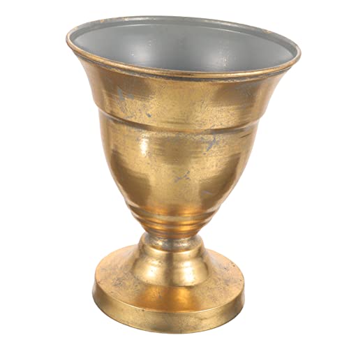 HEMOTON Vintage Trophy Cup Pflanzer Metall Blumenvase für Innenräume für Schreibtisch Balkon Garten für Sukkulenten Kakteen Trockenblumen Geschenkidee für Pflanzenliebhaber von HEMOTON