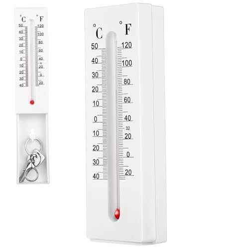 HEMOTON Wandthermometer mit Schlüsselversteck Vertikales Innen Außenthermometer aus Robustem Kunststoff Celsius fahrenheit anzeige Einfache Wandmontage Dekorativer Schlüsselhalter für von HEMOTON