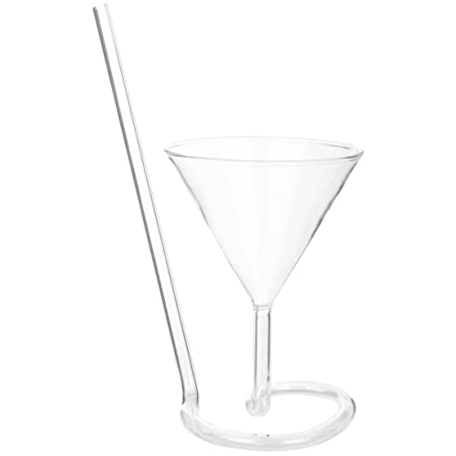 HEMOTON Weingläser Stielgläser Kreatives Martini-Glas Spiralkelch mit Trinkrohr Strohhalm Hochzeit Toast Flöten (transparent) 19.2 * 8CM von HEMOTON