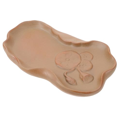 HEMOTON Wiederverwendbares Keramik Pflanzenuntersetzer Tablett Lotusblatt Form Drainage Tablett für Bonsai für Gartenprojekte und Heimdekoration von HEMOTON
