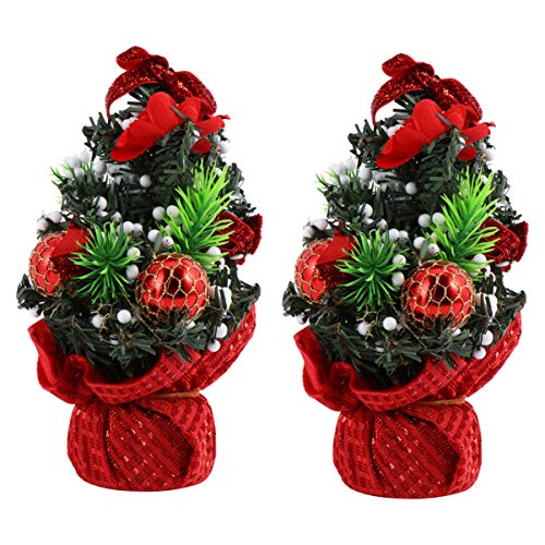 2 Stück Künstlicher Weihnachtsbaum 20cm Tischplatte Weihnachtsbaum Dekorativen Kleinen Baum für Urlaub Winter Party Home Bar Büro von HEMOTON