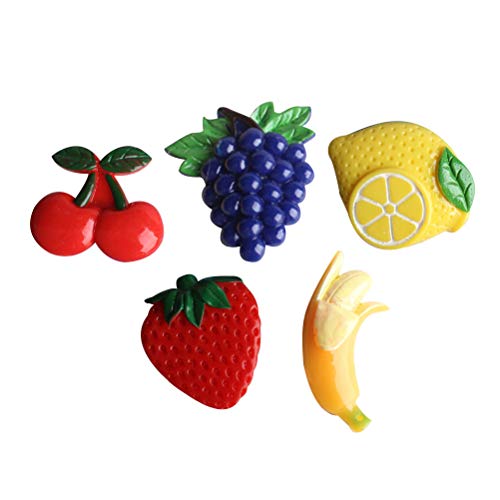 Hemoton 5pcs Frucht-Form Magnets Aufkleber Büro-Magnet Nette Harz Erdbeere Kirsche Kühlschrankmagnet Aufkleber zufällige Muster von HEMOTON